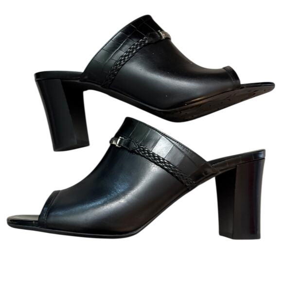 Brighton Ray Black Leather Slide Mules Made In Italy Size 9.5 - Picture 7 of 8